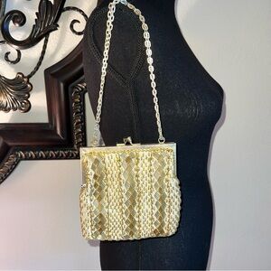 Fine Arts Bag Women’s Gold Beaded Made in Hong Kong Evening Bag Purse Vintage